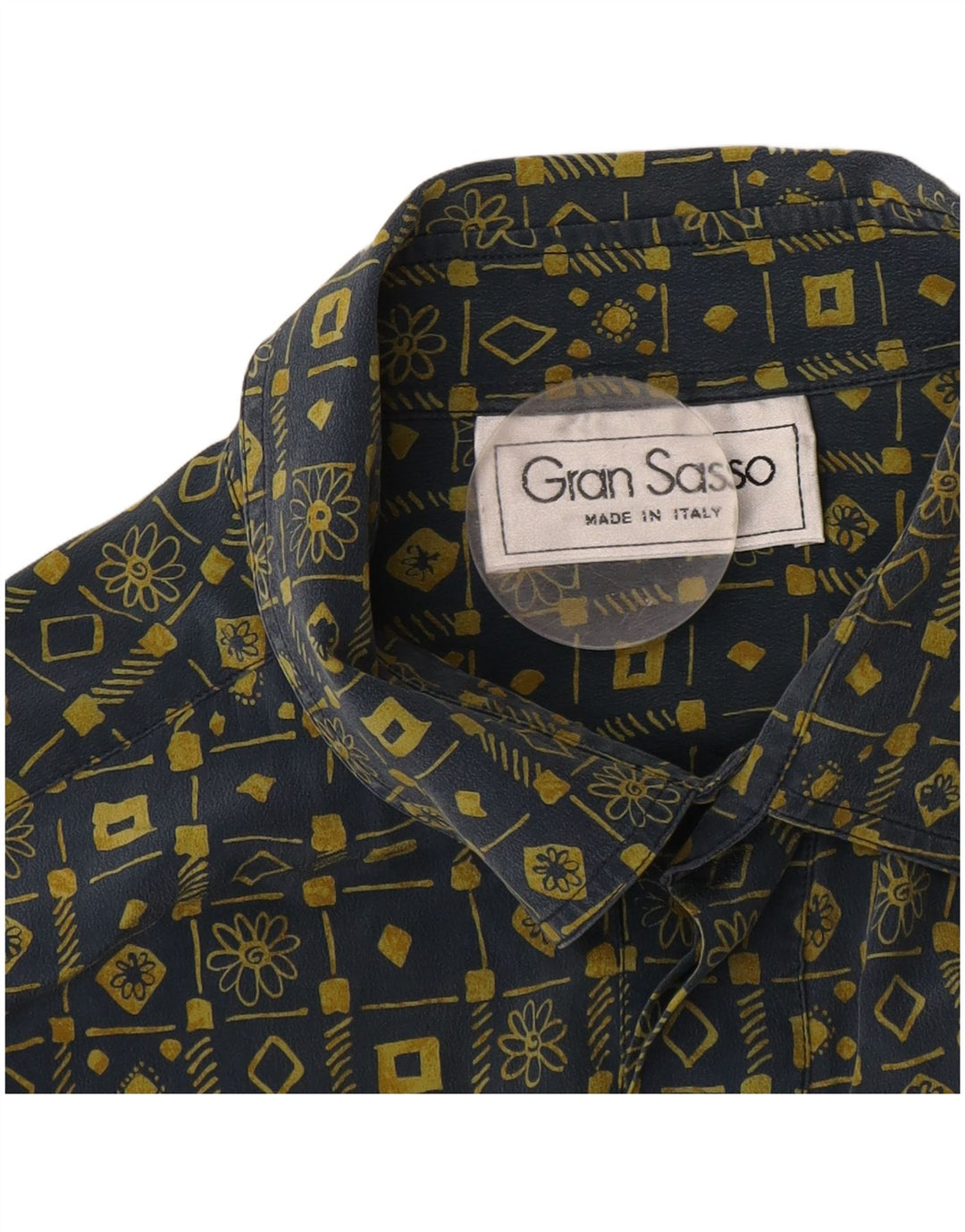 Gran Sasso Chemise pull à manches courtes pour homme Grand bleu marine géométrique