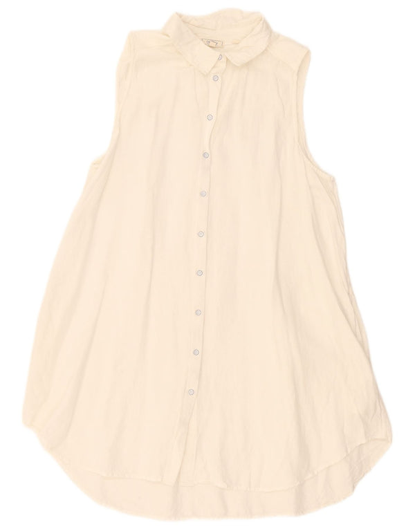 Fat Face Robe chemise sans manches pour femme UK 18 XL Viscose blanche