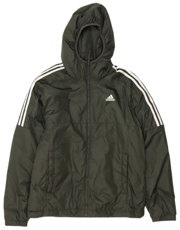 Adidas Veste matelassée à capuche pour hommes UK 38 Polyester vert moyen