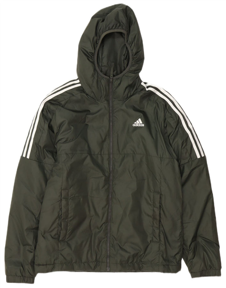 Adidas Veste matelassée à capuche pour hommes UK 38 Polyester vert moyen