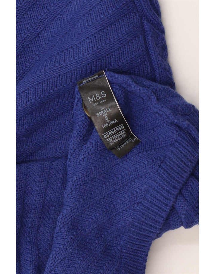 Marks & Spencer Pull col roulé pour femme UK 10 Petit Bleu Acrylique
