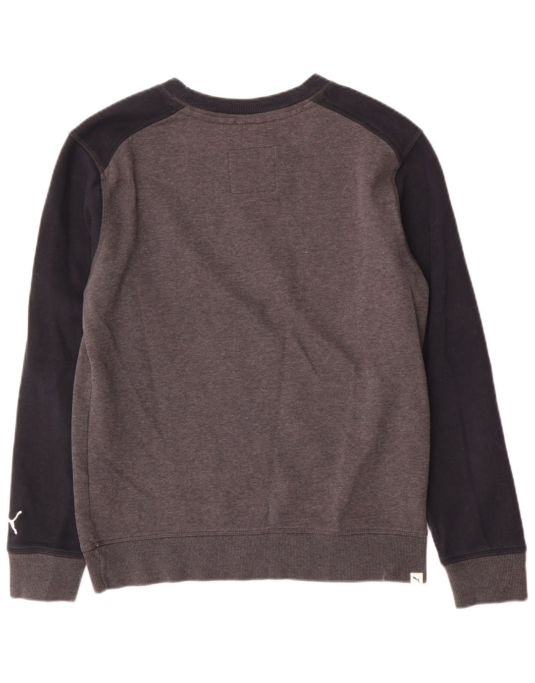 Puma Sweat-shirt graphique pour homme en coton color block Small Gris