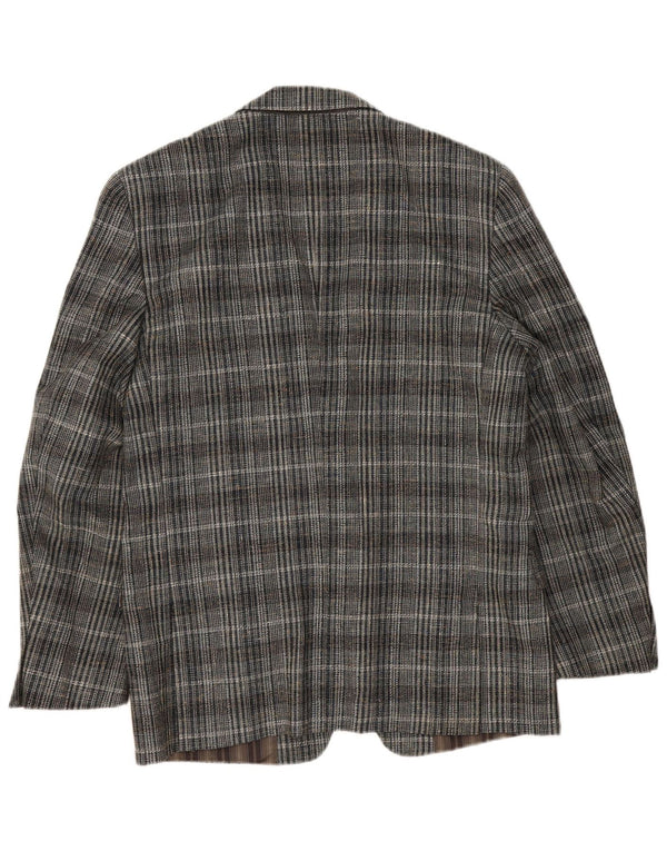 vintage Homme 2 Bouton Blazer Veste UK 38 Gris Moyen Check