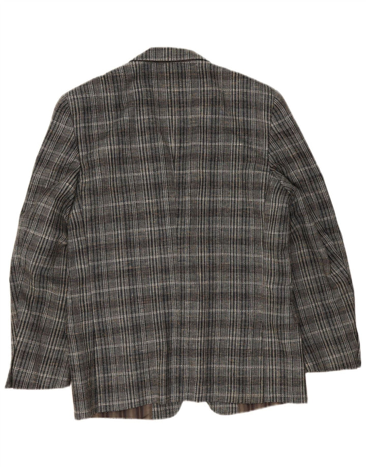 vintage Homme 2 Bouton Blazer Veste UK 38 Gris Moyen Check