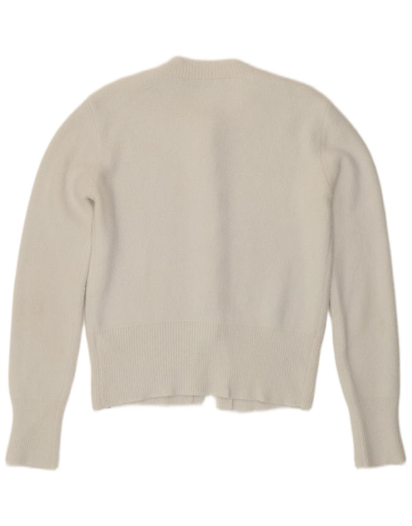 Zara Femme Cardigan Pull UK 12 Medium Blanc Polyamide