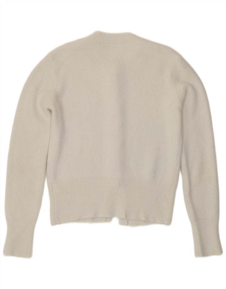 Zara Femme Cardigan Pull UK 12 Medium Blanc Polyamide