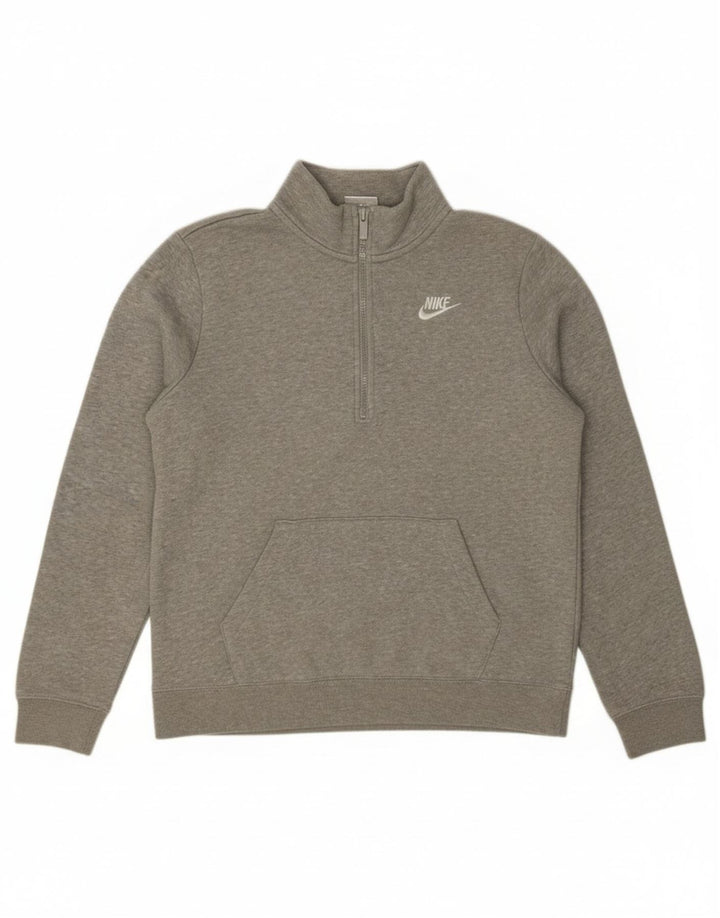 Nike Sweat-shirt surdimensionné à col zippé pour femme UK 10 Petit Gris Moucheté