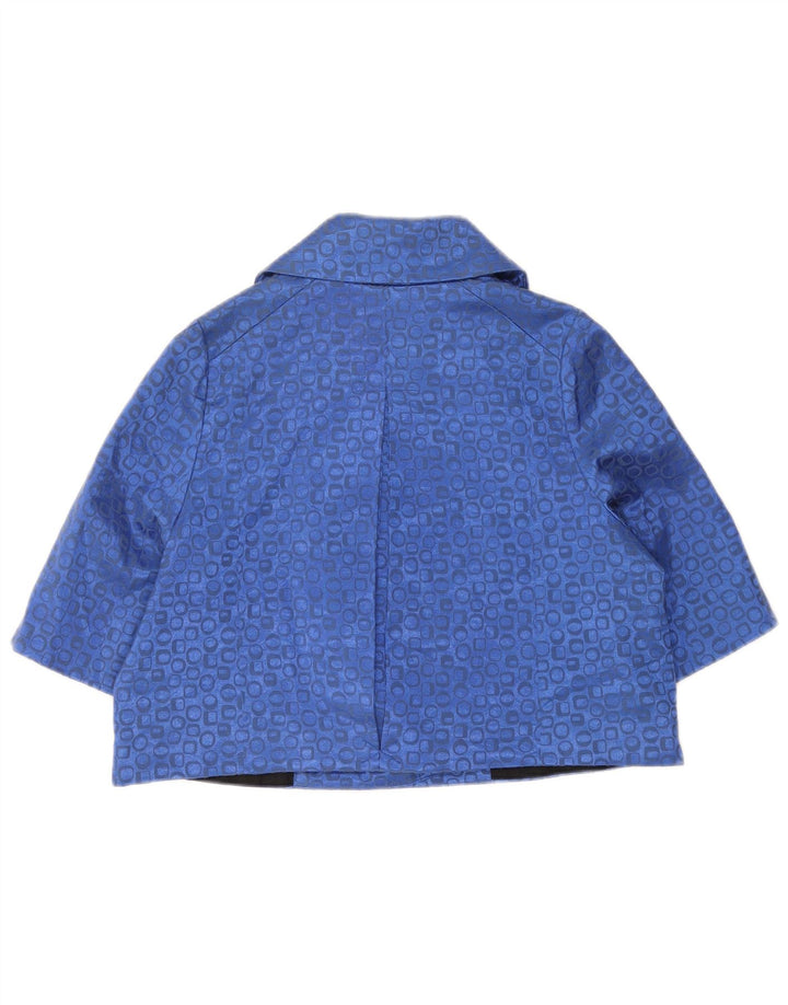 Vertigo Veste blazer courte pour femme UK 44 Bleu moyen géométrique