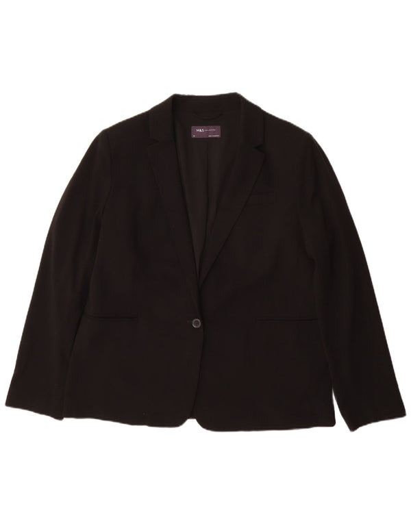Marks & Spencer Veste blazer à 1 bouton pour femme UK 14 Large Noir Polyester