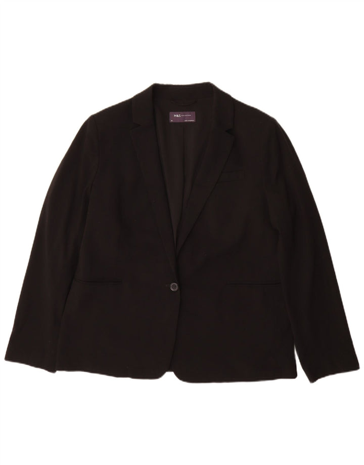 Marks & Spencer Veste blazer à 1 bouton pour femme UK 14 Large Noir Polyester
