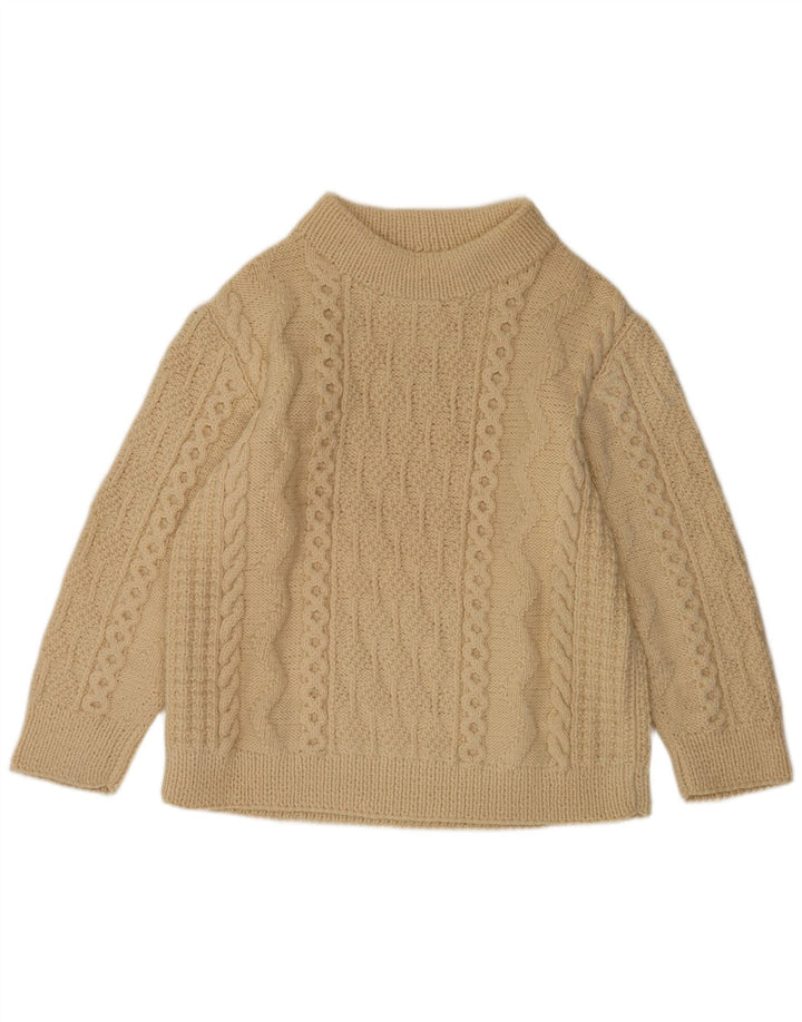 vintage Mens Turtle Neck Jumper Pull Grand Beige