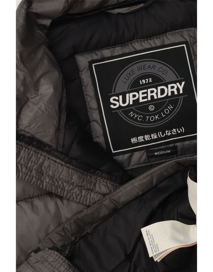 Superdry Femme Gilet Rembourré Sans Manches UK 14 Gris Moyen Polyester