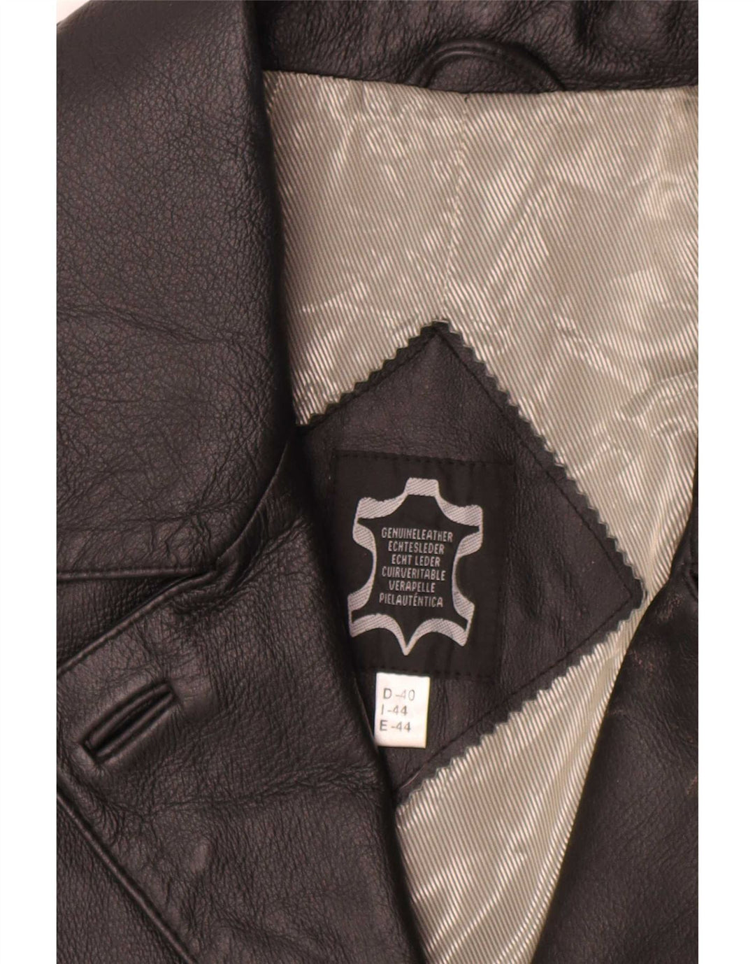 manteau en cuir surdimensionné vintage pour femmes IT 44 Noir moyen