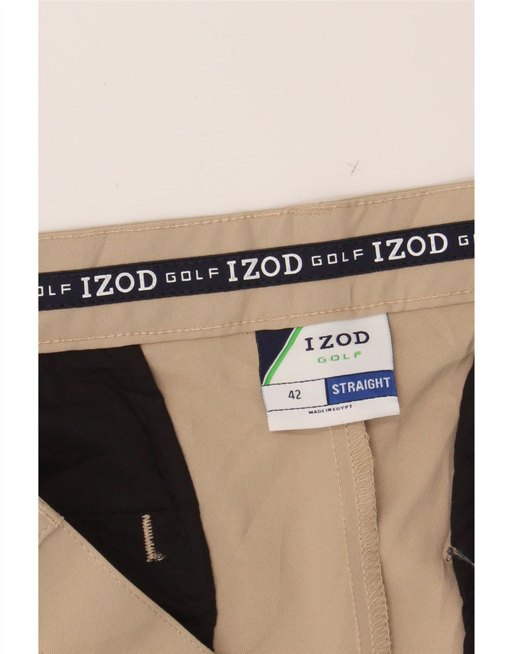IZOD Mens Straight Fit Chino Shorts W42 2XL Beige Polyester Vintage Izod and Second-Hand Izod from Messina Hembry 