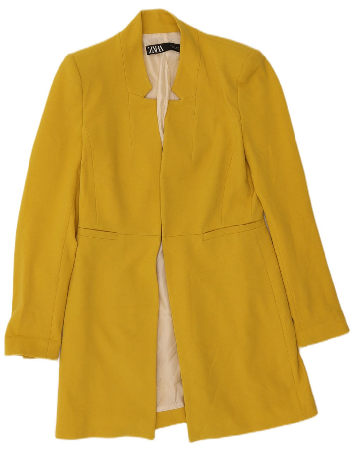 Zara Veste blazer longue pour femme UK 12 Jaune moyen