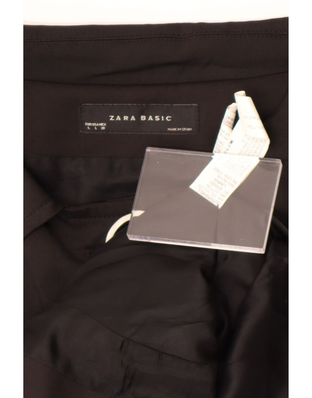 Zara Femme Manches 3/4 Veste Boléro 3 Boutons UK 14 Grand Coton Noir