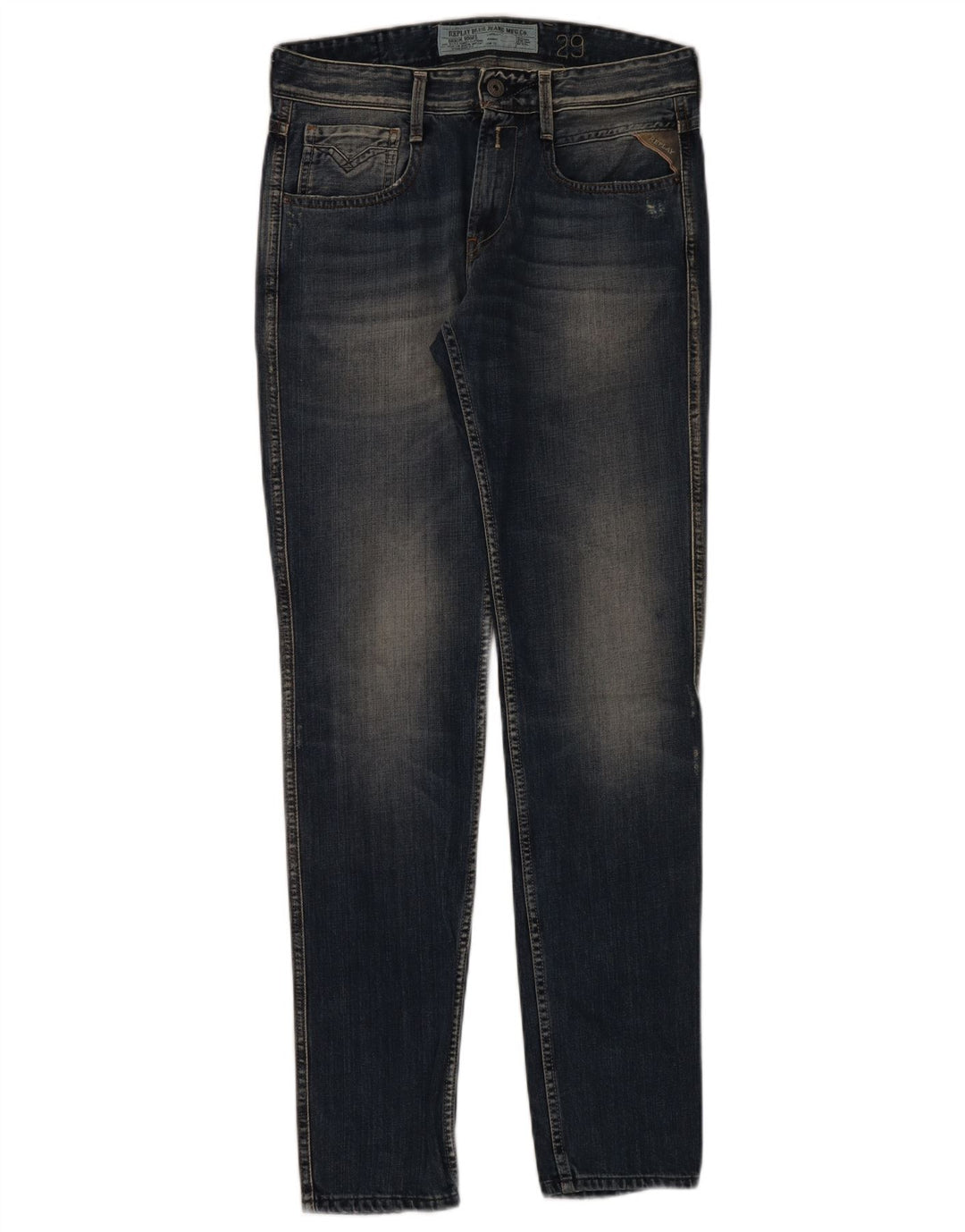 Replay Jean slim effet vieilli W29 L32 bleu marine en coton pour femme
