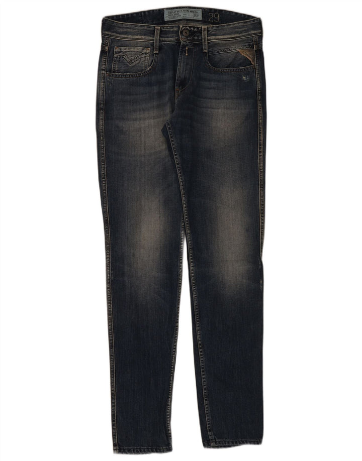 Replay Jean slim effet vieilli W29 L32 bleu marine en coton pour femme