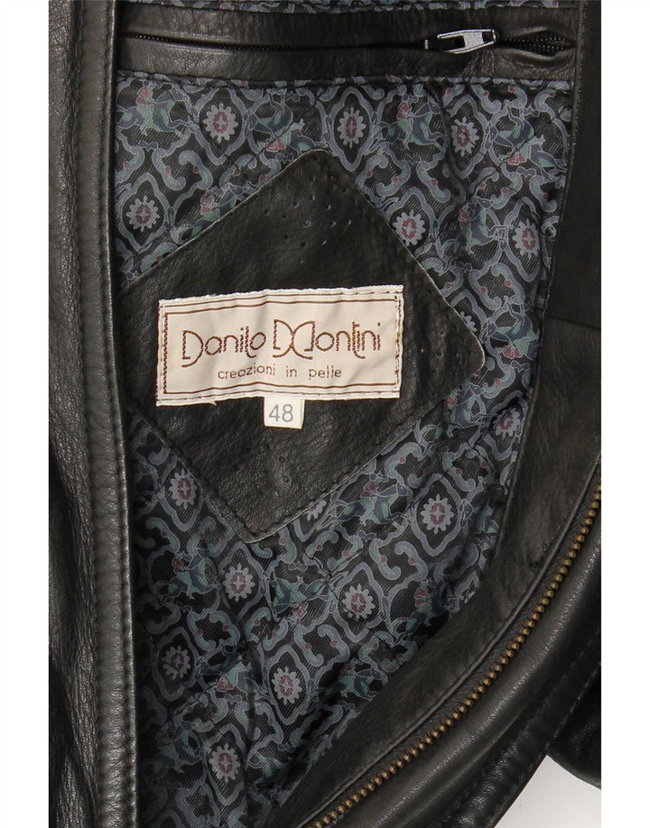 Veste en cuir homme vintage IT 48 Cuir noir moyen