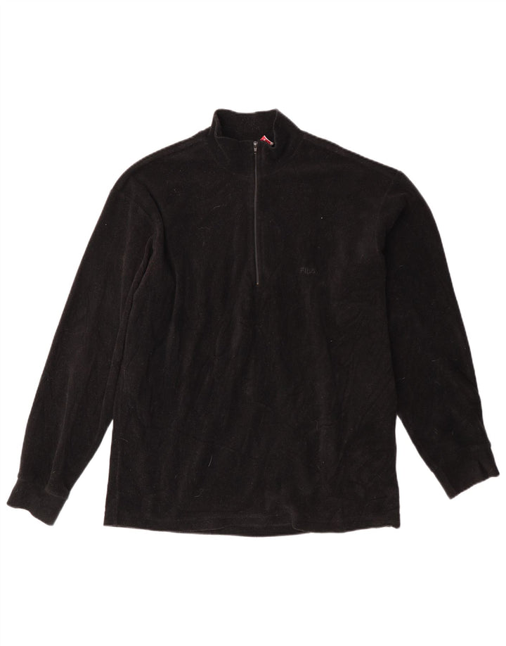 FILA Pull polaire à col zippé pour homme IT 48 Noir moyen