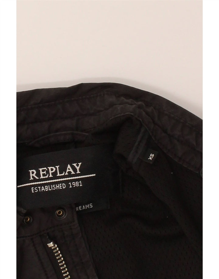 REPLAY Womens Bomber Jacket UK 6 XS Black Vintage Replay and Second-Hand Replay from Messina Hembry 