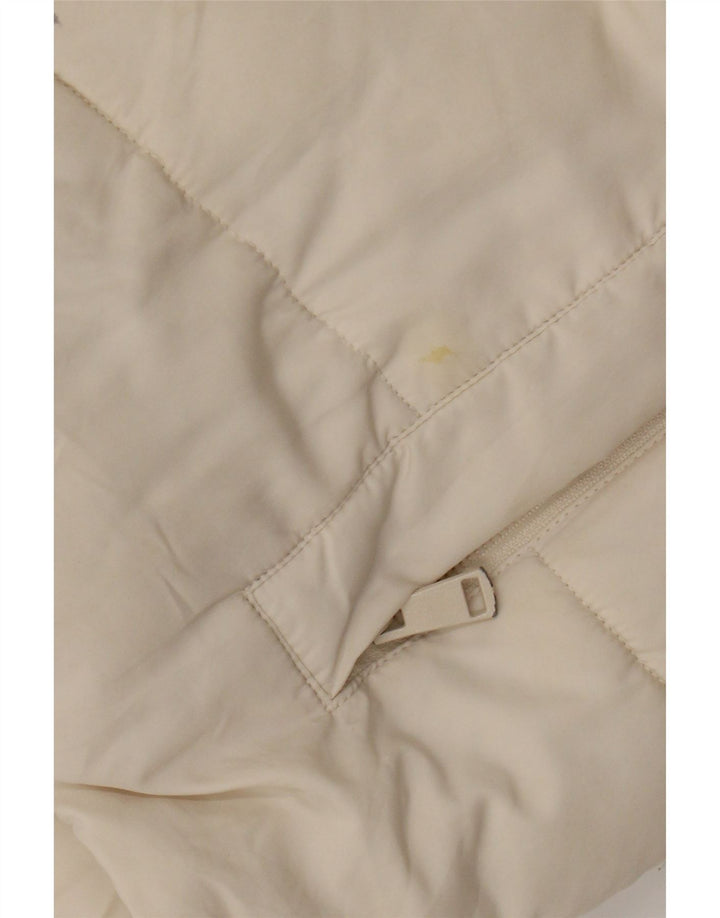 Zara Veste matelassée surdimensionnée à capuche pour femme UK 6 XS Polyester blanc cassé