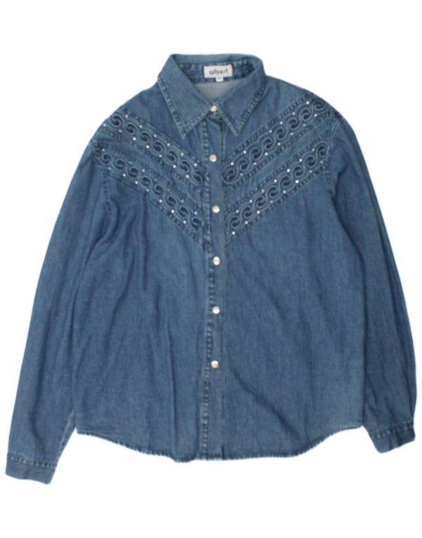 Albert Chemise en jean pour femme UK 20 2XL Bleu Coton