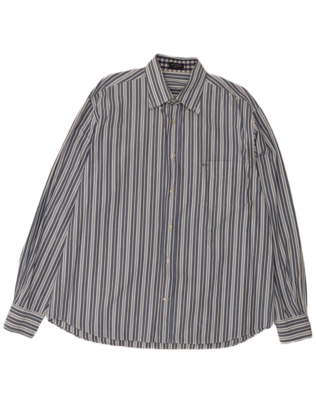 Paul & Shark Chemise Homme Taille 43 Grand Coton Rayé Bleu