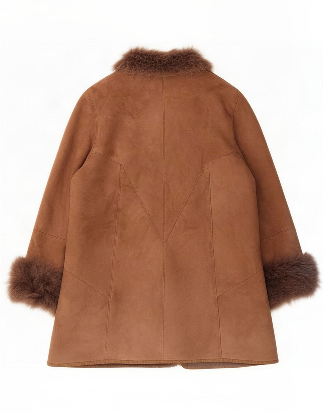 manteau en peau de mouton surdimensionné vintage pour femmes IT 44 Cuir brun moyen