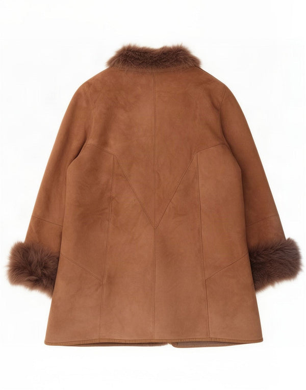 manteau en peau de mouton surdimensionné vintage pour femmes IT 44 Cuir brun moyen