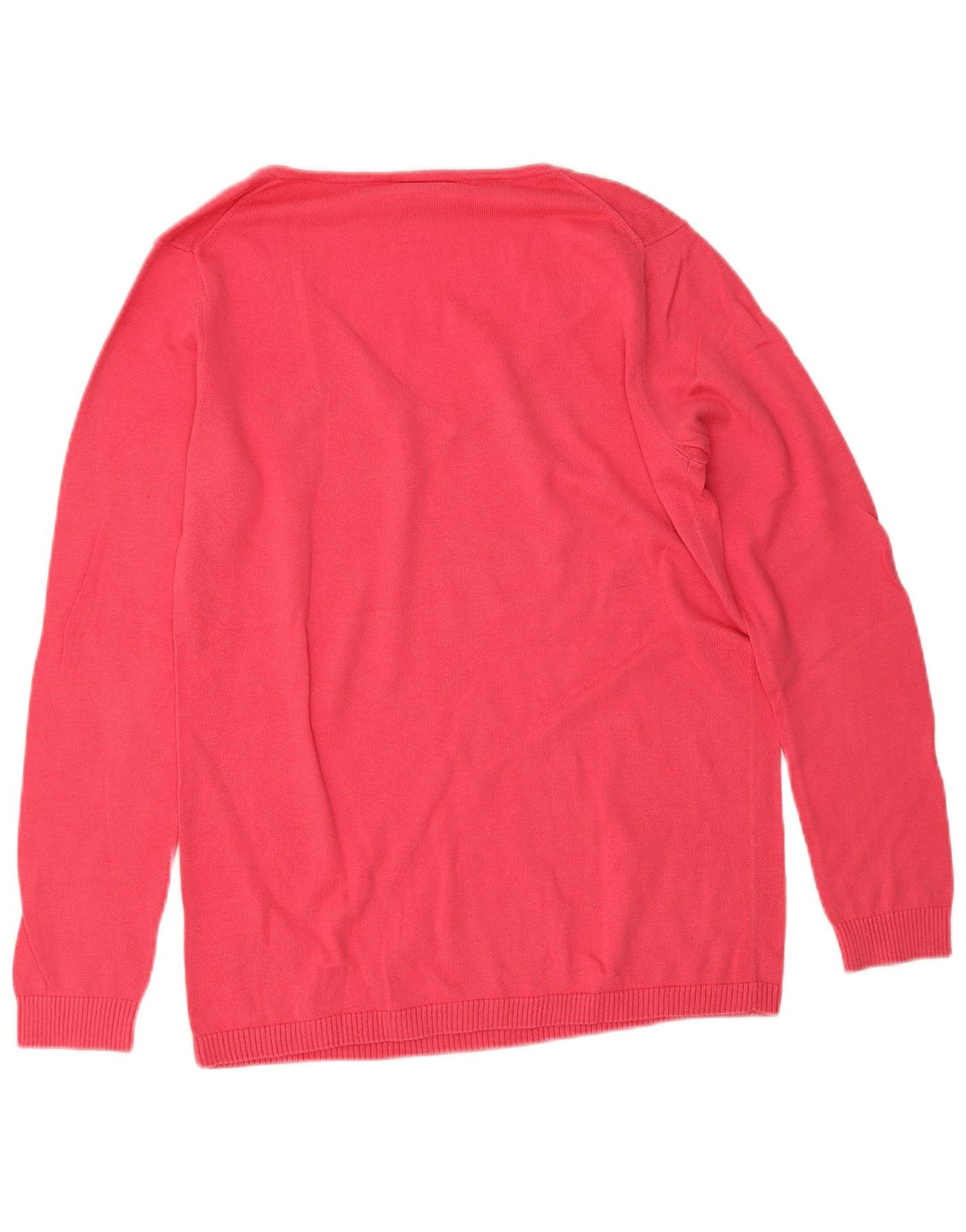 Lacoste Pull col V femme taille 42 grand coton rose