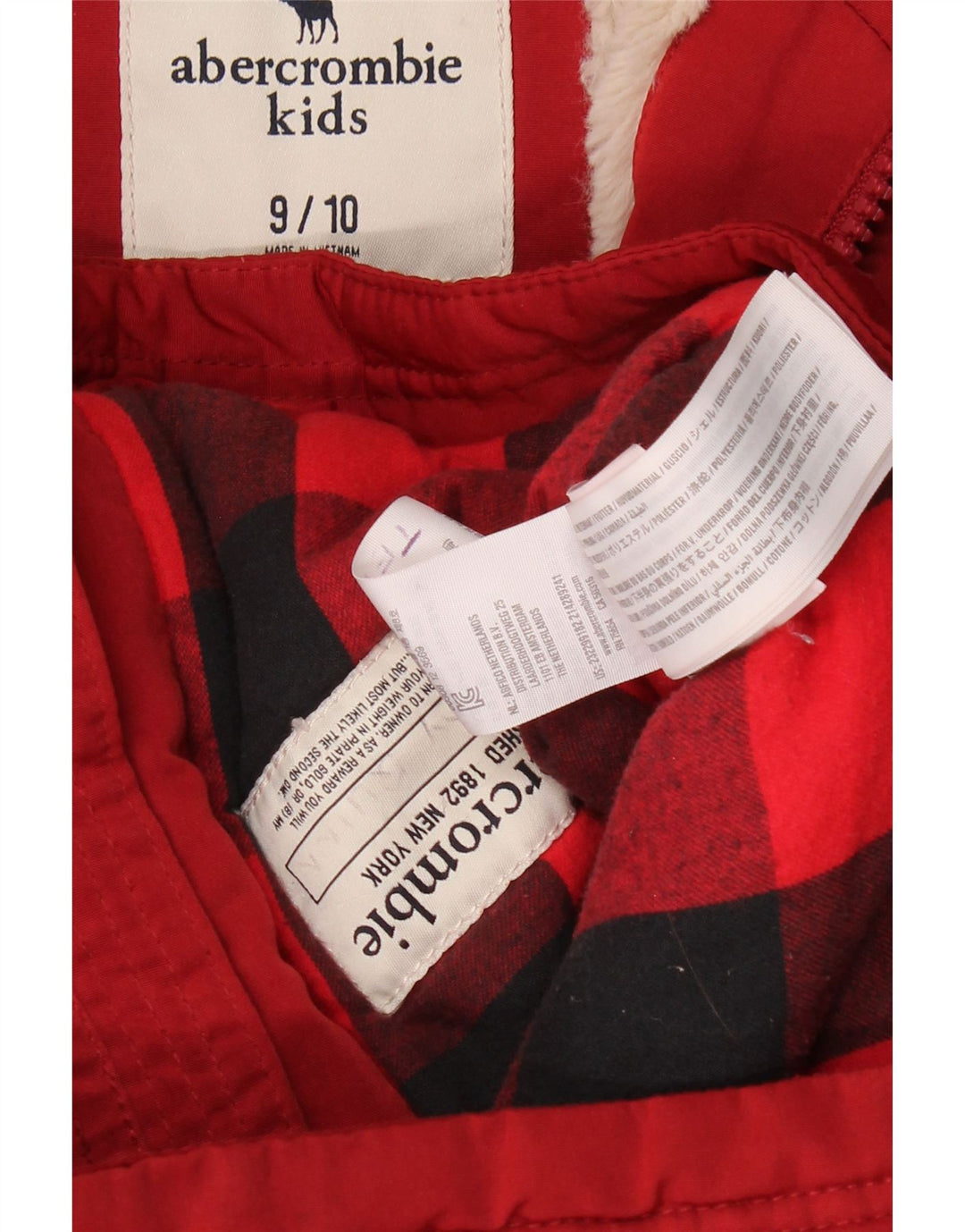 ABERCROMBIE & FITCH Parka à capuche pour garçon 9-10 ans Rouge Coton