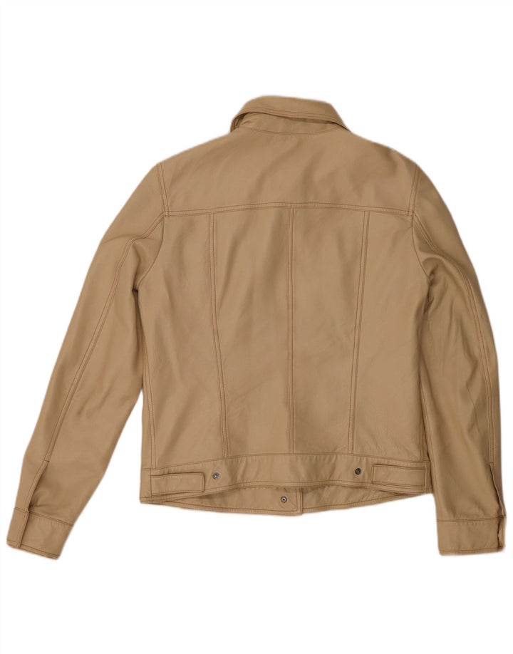 Veste en cuir femme vintage IT 44 Cuir Beige Moyen
