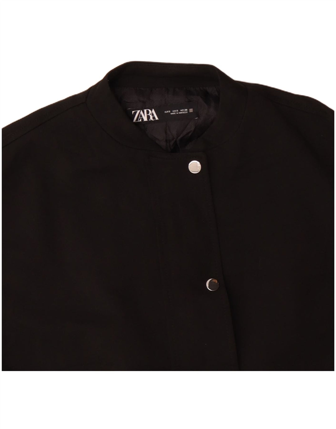 Zara Veste Bomber Oversize Femme UK 10 Petit Acétate Noir