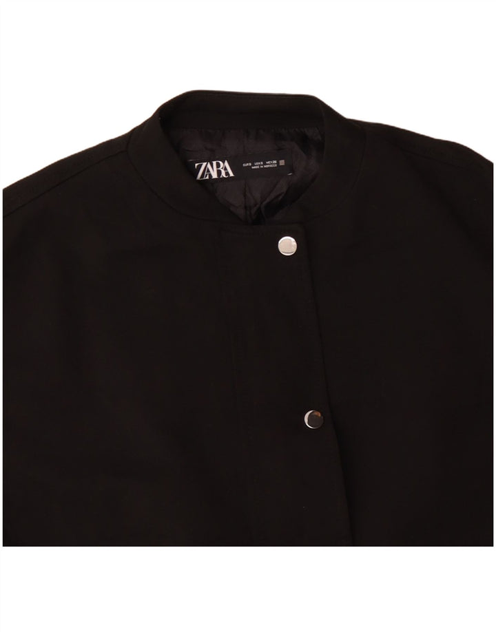 Zara Veste Bomber Oversize Femme UK 10 Petit Acétate Noir
