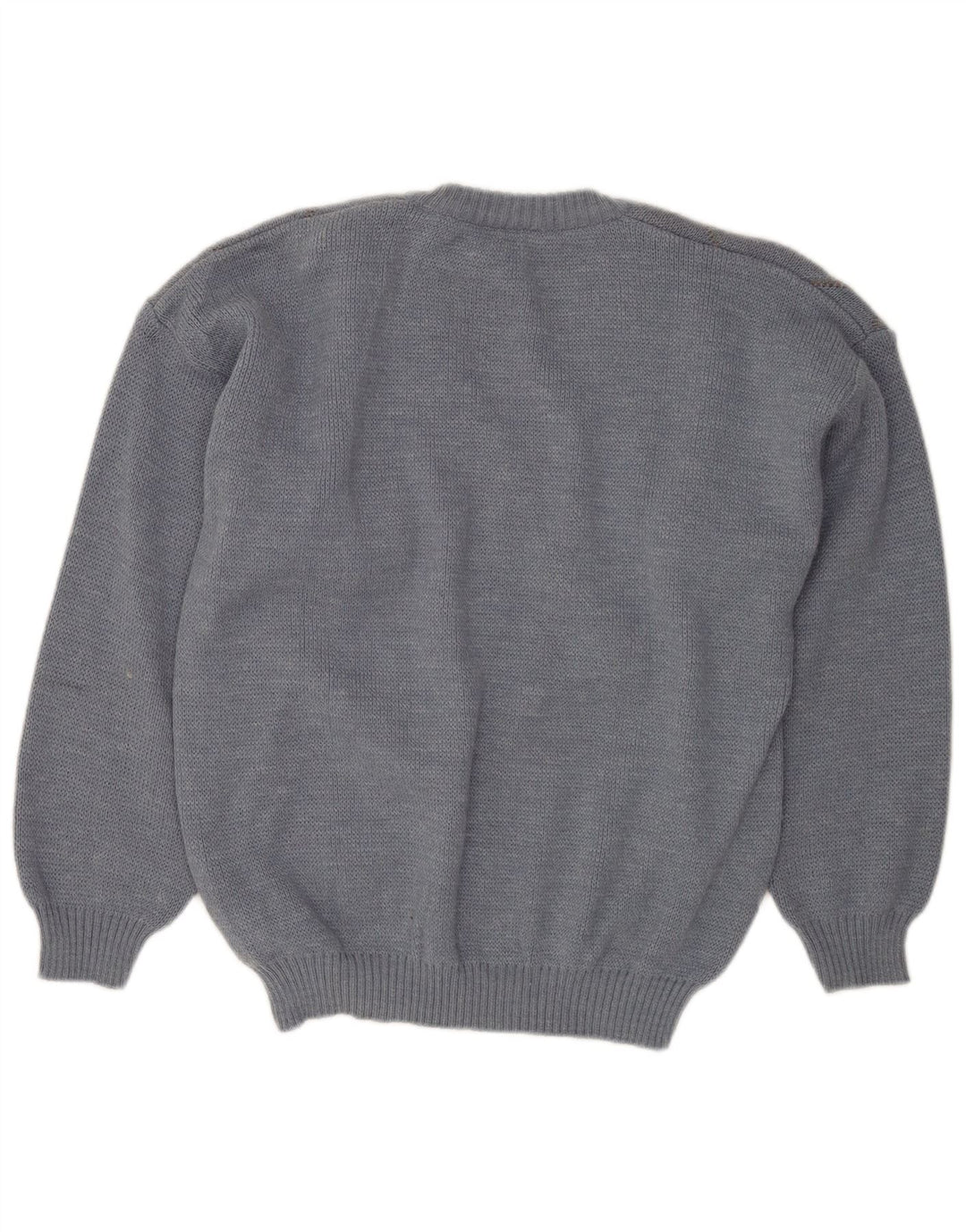 VINTAGE Pull col V pour homme IT 50 Laine Argyle/Diamant Bleu Moyen