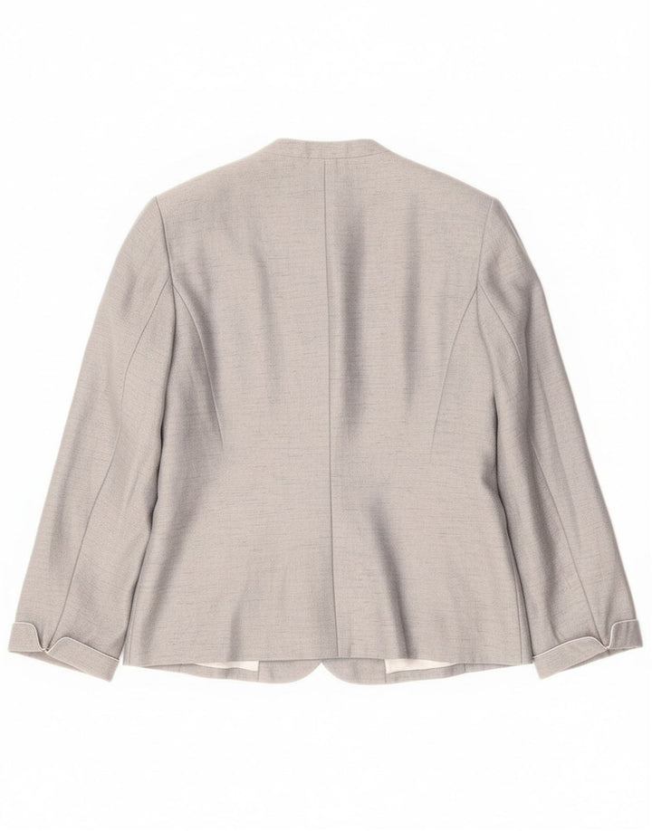 Jacques Vert Veste Blazer 1 Bouton Femme UK 16 Large Gris Viscose