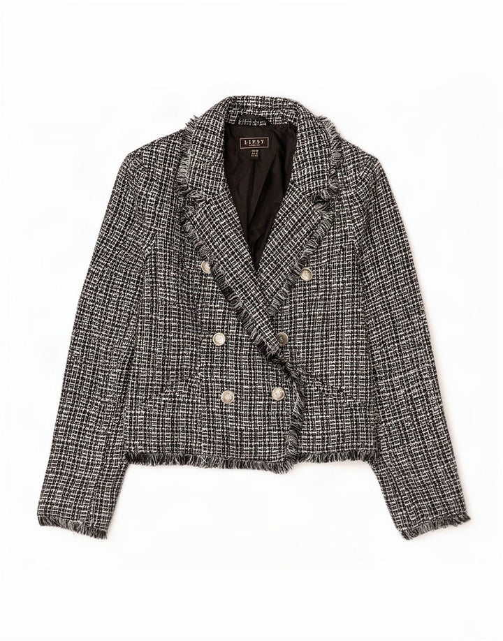 Lipsy Veste Blazer Double Boutonnage Femme UK 12 Moyen Noir Moucheté