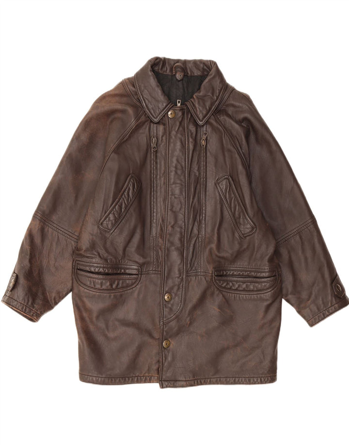 MARCOS Manteau en Cuir Homme IT 50 Grand Cuir Marron