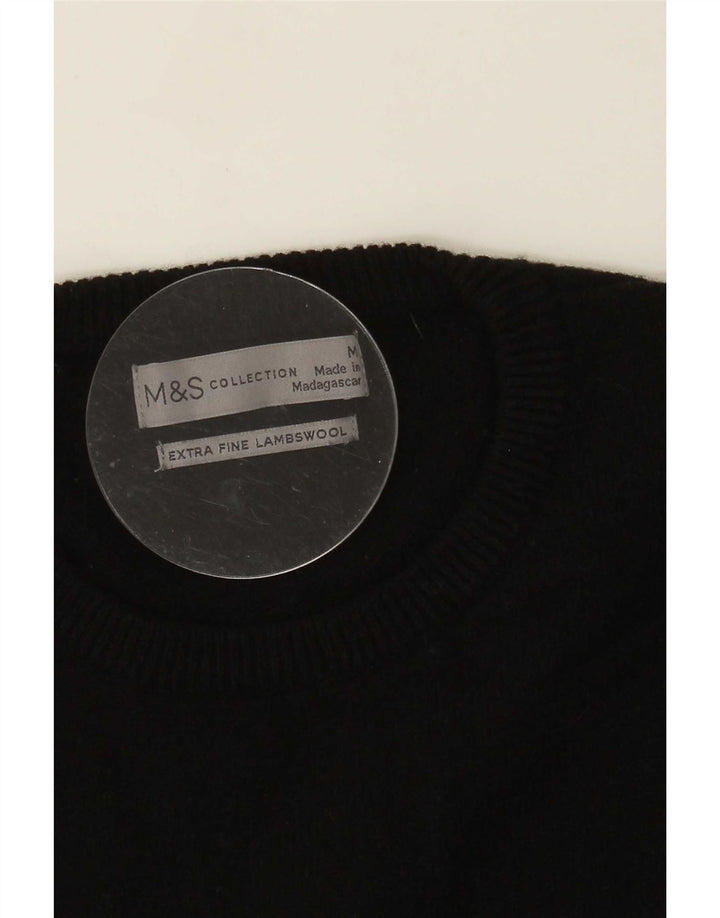 Marks & Spencer Pull Col Ras du Cou Homme Noir Moyen Laine d'Agneau