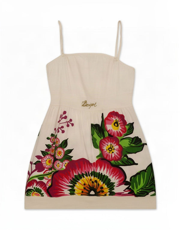 Desigual Robe d'été pour femme UK 44 Large Blanc Floral