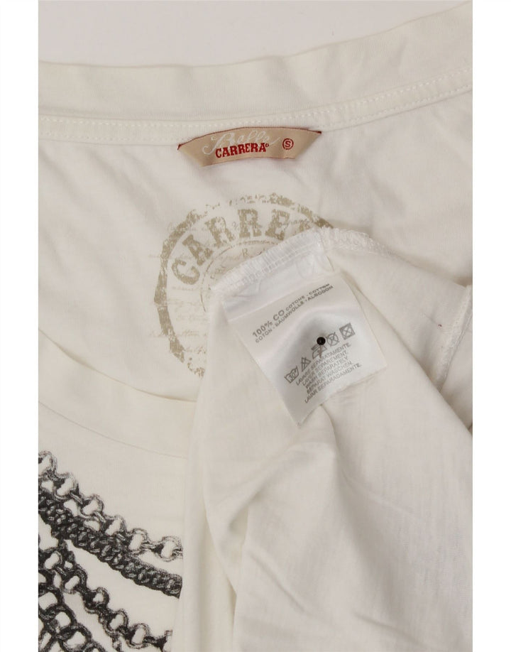 Carrera Débardeur Graphique Femme UK 10 Petit Coton Blanc