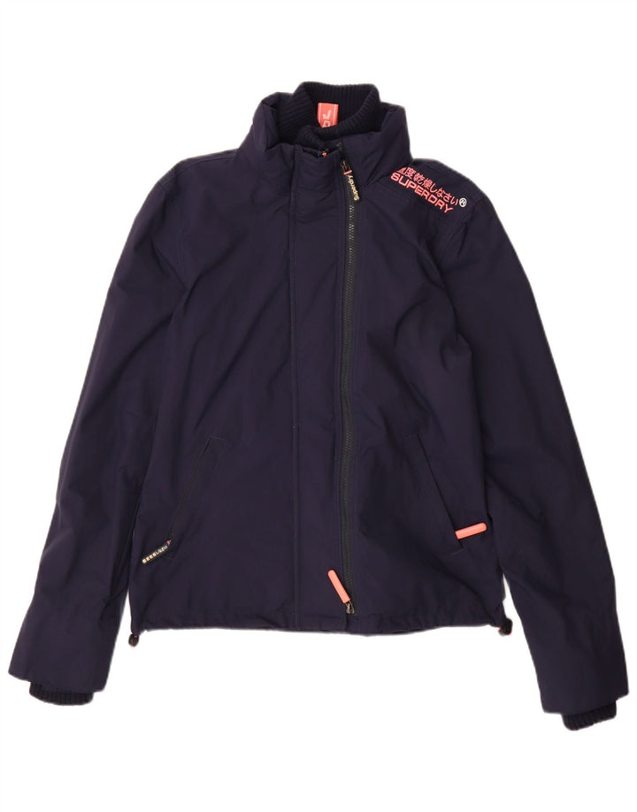 Superdry Veste coupe-vent Windcheater pour femme UK 10 Petit nylon bleu marine