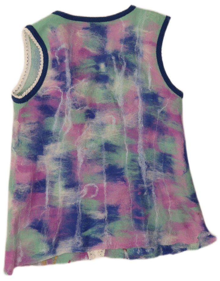 vintage Femme Cardigan Top UK 12 Moyen Multicolore Floral