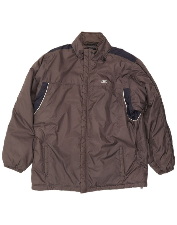 Reebok Veste coupe-vent à capuche pour homme UK 44 2XL Gris Colorblock