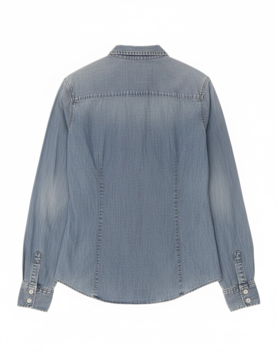 Zara Chemise en jean pour femme UK 14 Large Bleu Coton