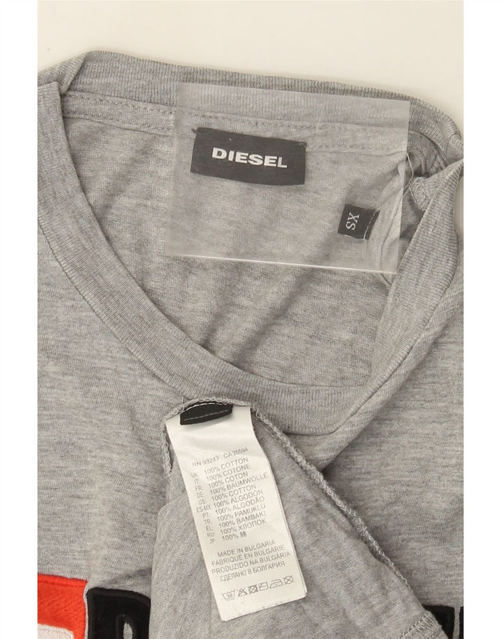 Diesel T-Shirt Graphique Top XS Gris Moucheté Coton Homme