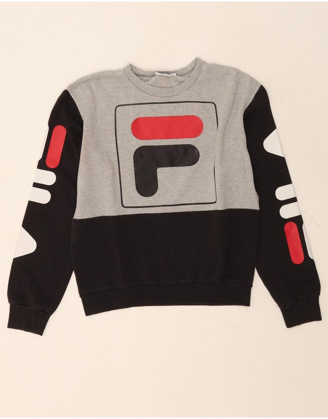 Fila Sweat-shirt graphique pour femme UK 10 Small Gris Colourblock