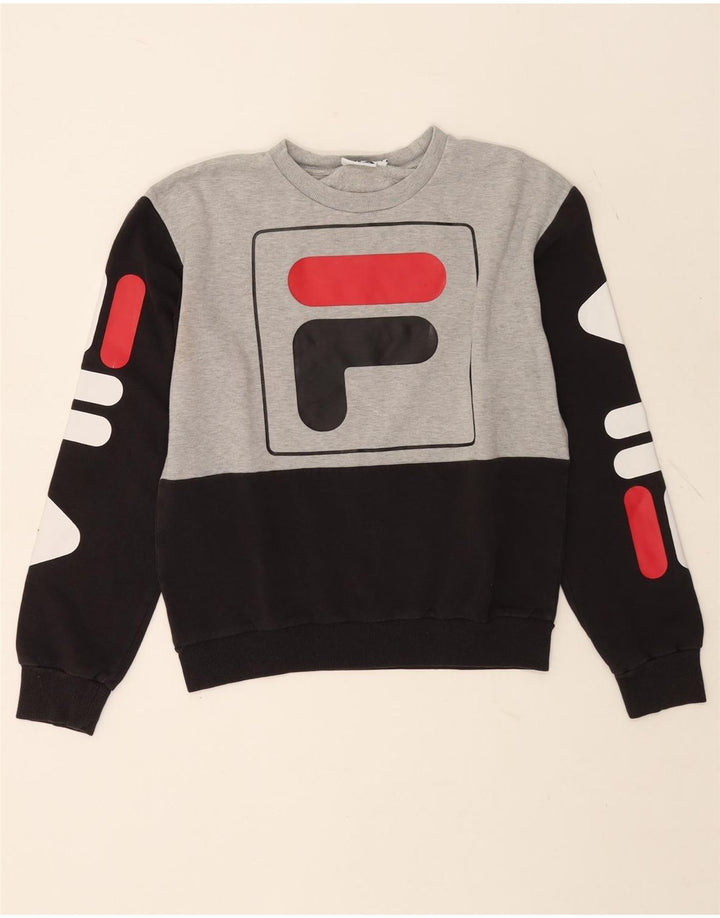 Fila Sweat-shirt graphique pour femme UK 10 Small Gris Colourblock