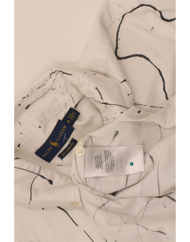 Ralph Lauren Chemise décontractée à motif abstrait pour femme US 6 Blanc moyen